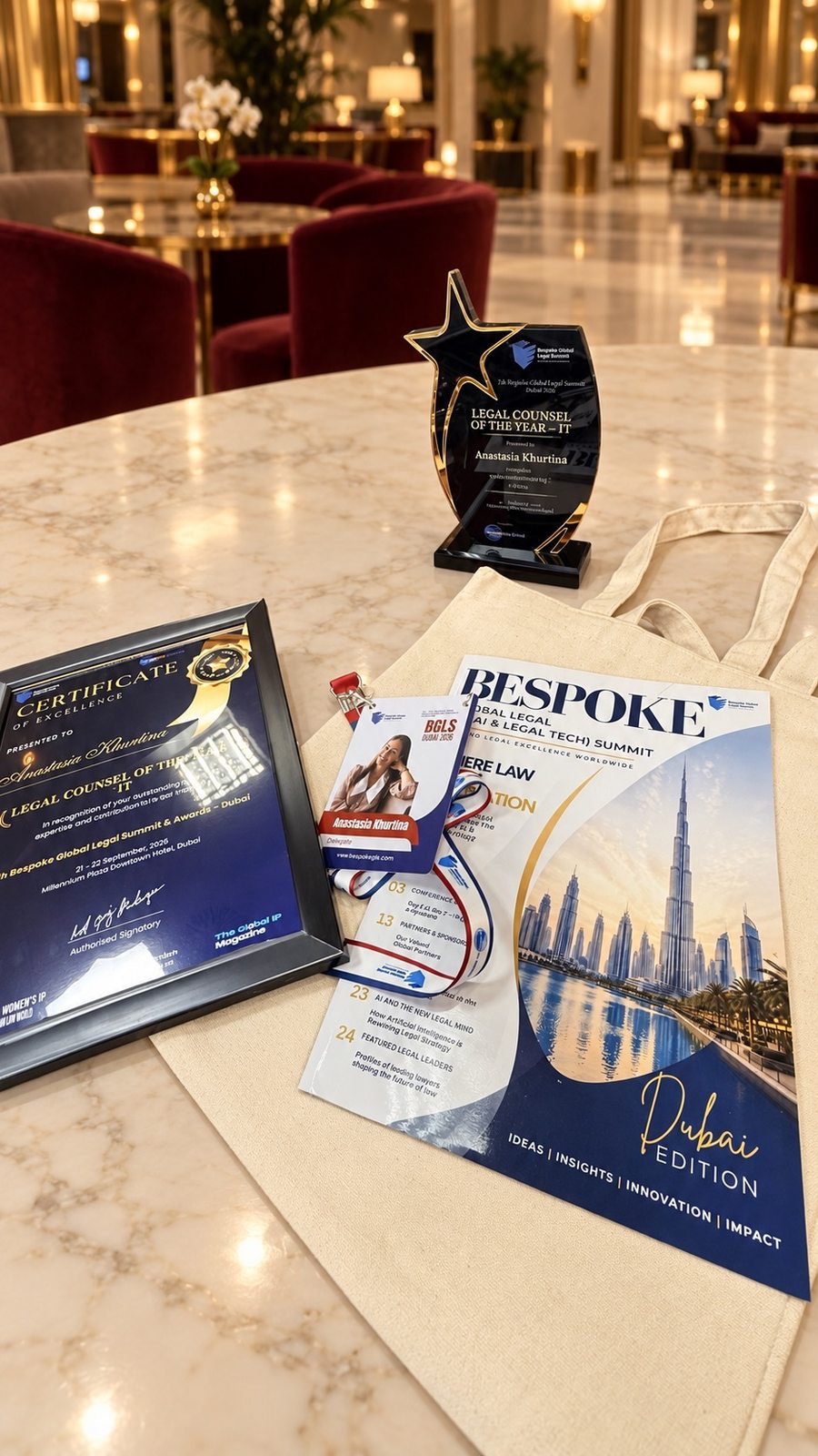 The Legal Counsel of the Year – IT award, certificate and summit badge